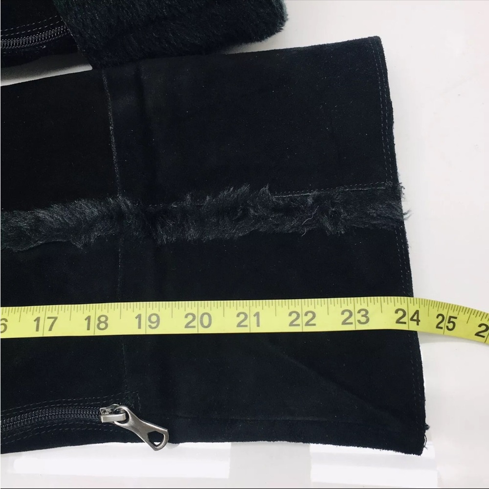 BCBG Tall black Suede Leather Fur Lined Black Boots - Picture 12 of 15